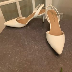 White Leather Christian Siriano Slingback Heels
